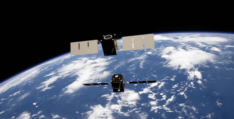 Satellites orbiting above Earth