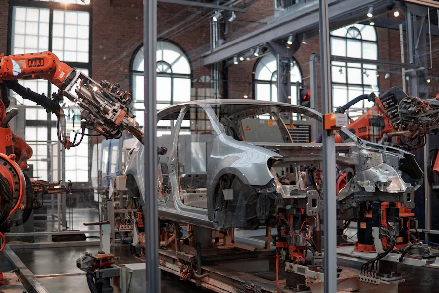 Vehicle body on an automated automotive assembly line